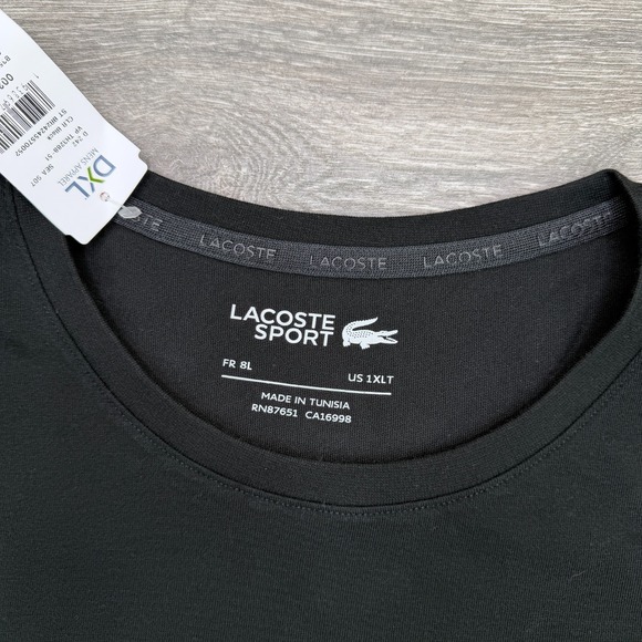 Lacoste Sport Shirt Mens XLT Black Big Green Crocodile Logo Tee Short Sleeve - Picture 4 of 13